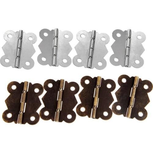 10pcs Hinges 40*34mm Iron White/Antique Bronze 4 hole Iron Decorative screw Vintage Wooden Jewelry Box Cabinet Furniture Fitting