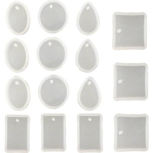 15 Pack Silicone Resin Pendant Mould Jewellery Molds With Hanging Hole For Diy Jewelry Craft Making 5 Shapes
