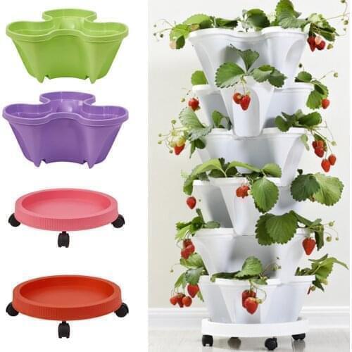 2021 Four-Petal Flowepot Multilayer Stacking Cultivation Pot Vegetable Melon Fruit Strawberry Planting Pot Tray mobile tray
