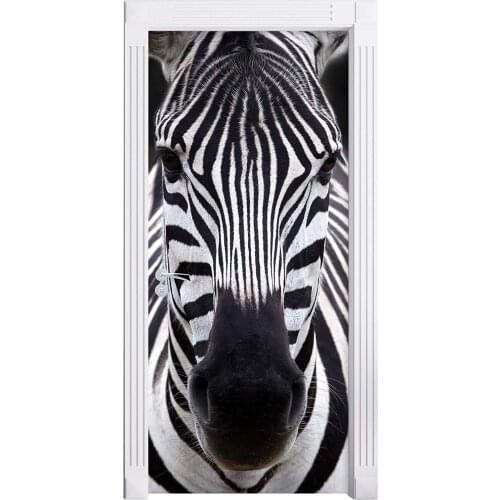 3D Customized Zebra Door Mural Wallpaper mural Wall Print Decal Wall Mural Photo self adhesive door wrap