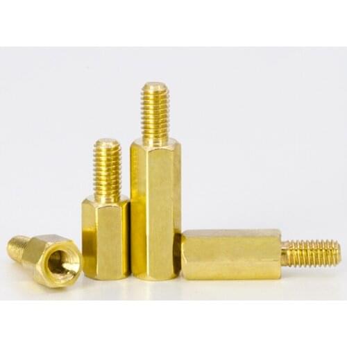 5pcs M5 brass isolation column screws pass through screw hexagonal cylindrical bolt 7mm thread length 8mm-30mm