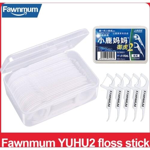 Fawnmum Oral Hygiene 50pcs Teeth Care Dentistry Tool Dental Cleaning Plastic Toothpicks Interdental Brush Floss Picks