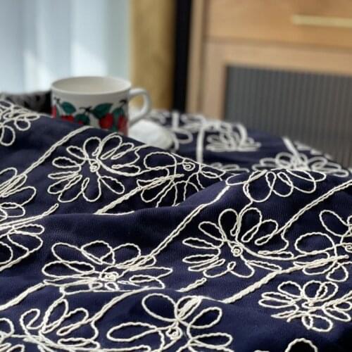 50cm * 145cm / piece, Flower Embroidery Cotton Hemp Cloth,Clothing,Bags,Dolls,Tablecloth,Curtain Fabric, DIY Handmade Materials