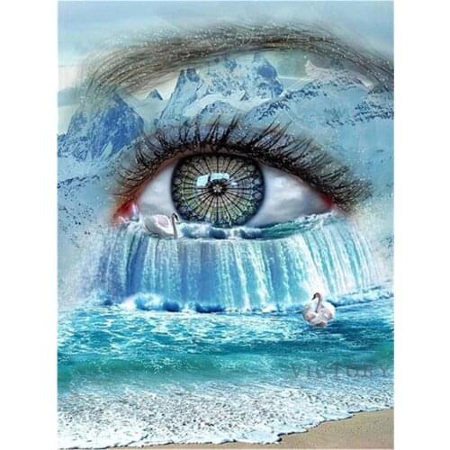 Diy Diamond Painting Full Drill Eye Art Landscape Blue Ocean Wave 5D Diamond Embroidery Cross Stitch Home Decoration Gift