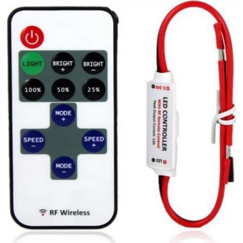 Wireless Remote 12V Switch Controller Dimmer Mini LED Strip Light Control