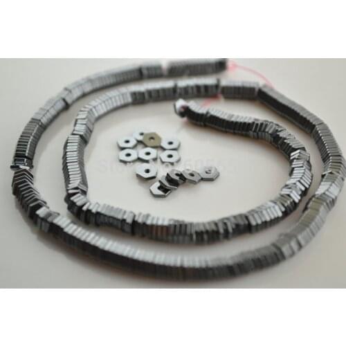 5mm Natural Hematite Hexagon Shape Loose Spacer Beads fit Fashion jewelry making 10 strands per lot Free shipping