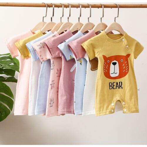 Newborn Baby Romper Infant Cotton Short Sleeve Boys Clothes Girl Fox Panda Pajamas Born Crawling Baby 0-24M Infantil Jumpsuit