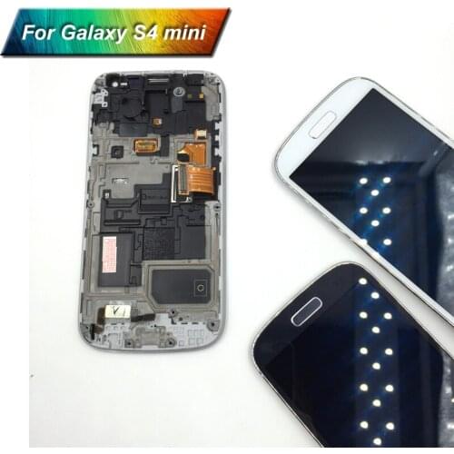 For Samsung Galaxy S4 Mini i9190 i9195 LCD Display Touch Screen Digitizer Assembly with Bezel Frame Replacement White
