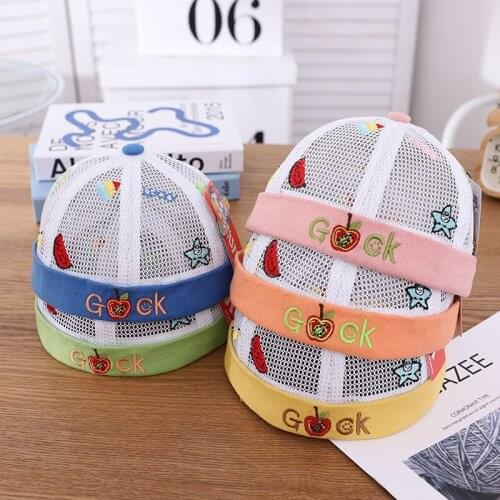 Doitbest boy Docker Cap Brimless Hat all mesh Embroidery fruit girl Beanie Hats Retro Adjustable Spring Landlord Sailor Cap