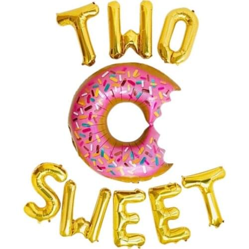 Two Sweet Letter Balloons for Twins Birthday Doughnut 2nd Birthday Party Donut Theme Party Decor