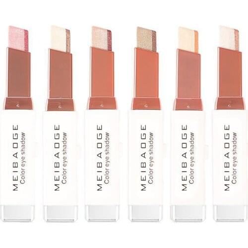 Two-tone Matte Eyeshadow Stick Pearlescent Modification Gradient Long Lasting Easy To Wear Brighten Waterproof Eyeshadow TSLM1