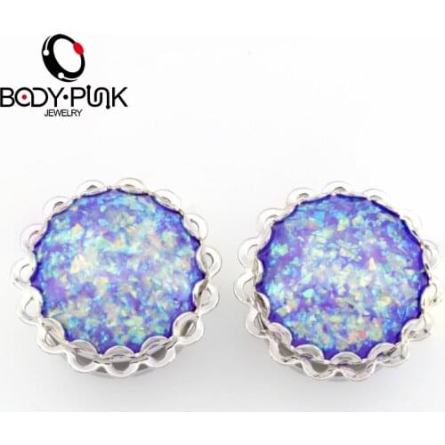 BODY PUNK Ear Expander Body Piercing Tunnels Jewelry PAIR-Purple Natural -Organic Flesh Tunnels Ear Plugs Ear Gauges