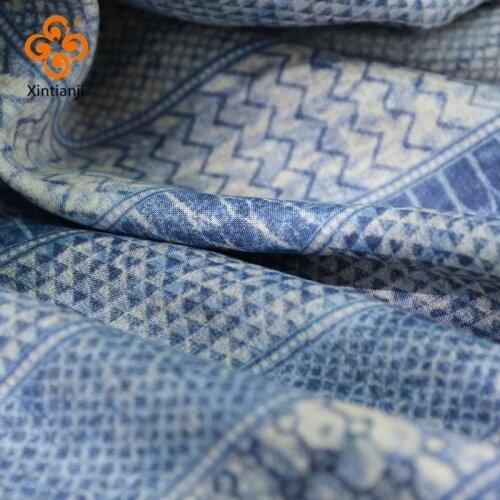 Good Quality 2021 Spring French Vintage Printed Pure Linen Printed Fabric Designer Ladies Skirt Material 45*140cm TJ1522