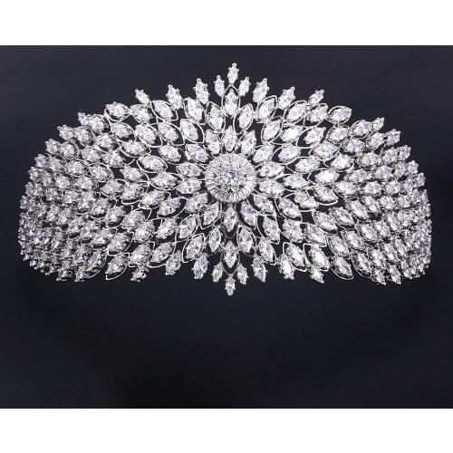 Fashion Ladies Wedding Headpieces With cube zircon Wholesale Bridal Hair Accessories Headdress Bridal Hair Tiaras