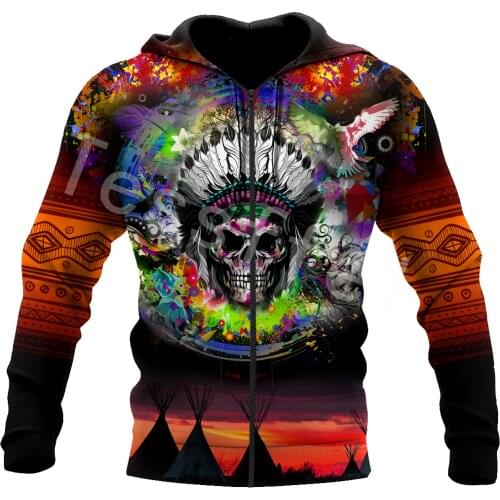 Tessffel Crazy Skull Tattoo Camo 3D Printed Hoodies Sweatshirts Zip Hooded For Men And Women Casual Streetwear Style-S09