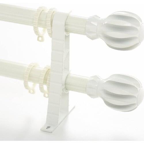 High-Grade elegant white double curtain rod white curtain rod set Rome pole Aluminum Alloy mute curtain pole