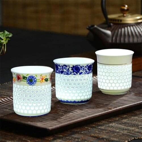 Hollow Ceramic Mugs coffee exquisite cup Pu'er Cups black green Tea Mugs personalized office Kungfu flower Teacup Drinkware Gift