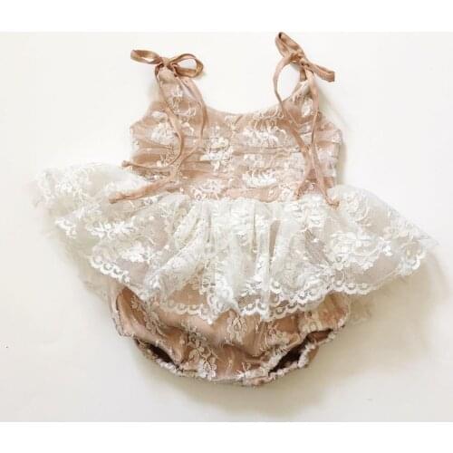 Baby Girls Princess Rompers Summer Cute Newborn Infant Girls Bandage Sleeveless Lace Flower Rompers Jumpsuits Tulle Skirts
