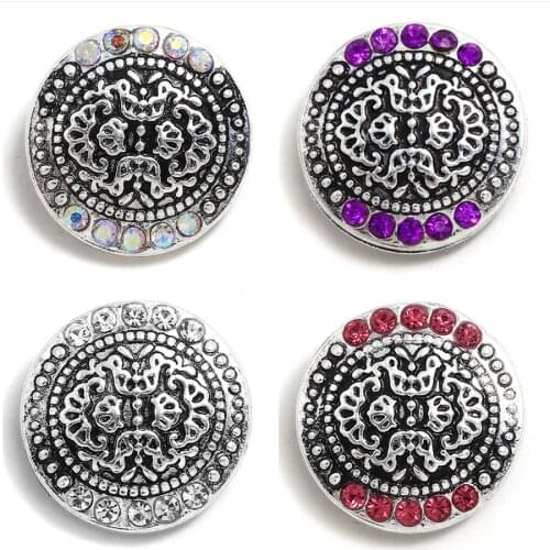 KZ1545 Fashion Beauty Round pattern rhinestone 20MM Metal snap buttons for DIY snap jewelry charms wholesale