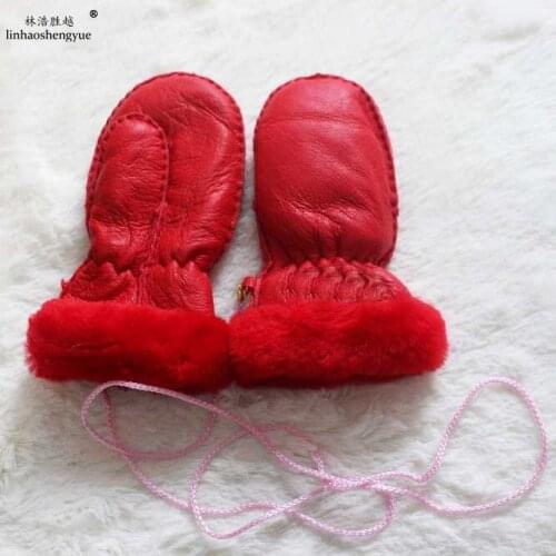 Linhaoshengyue Winter Warm Children Fur Glove Fur Lining