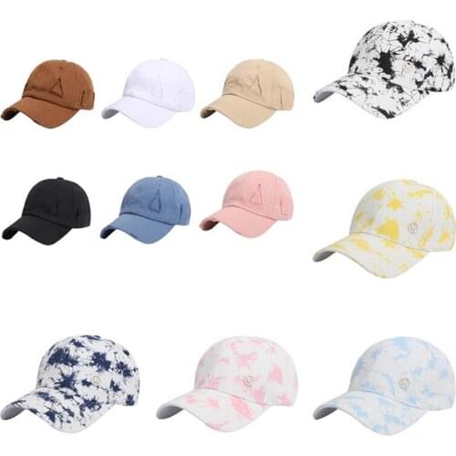 Fashion Summer Washed Tie Dye Womens Baseball Cap Light Board Bone Cap Casual Pure Color Stitching Men Flat Hat Snapback Caps