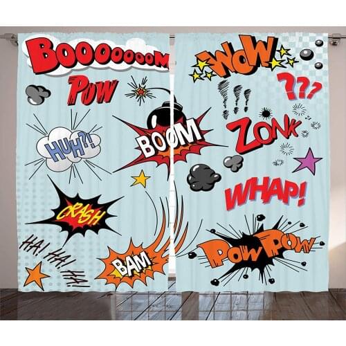 Cartoon Comic Clouds Window Curtains Kitchen Drapes Panel Home Decor Curtains for Living Room Curtains for Bedroom