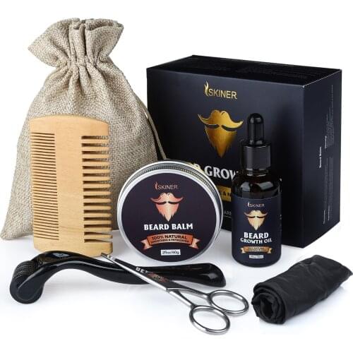 New 5pcs/set Men Beard Kit Grooming Beard Set Barba Beard Oil Moisturizing Wax Blam Comb Essence Styling Hair Men Beard Kit Set