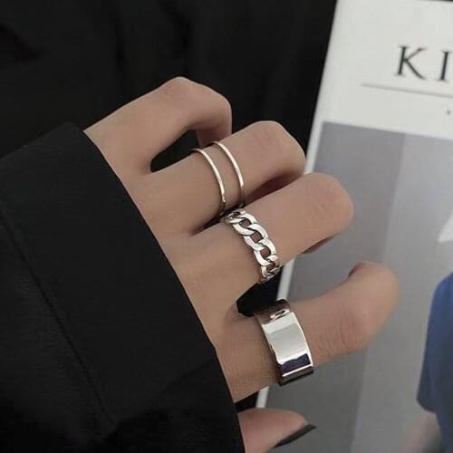 Punk Metal Geometric Rings Set Joint Tail Ring For Women Silver Color Opening Index Fingers Accessories Fashion Jewelry Gifts