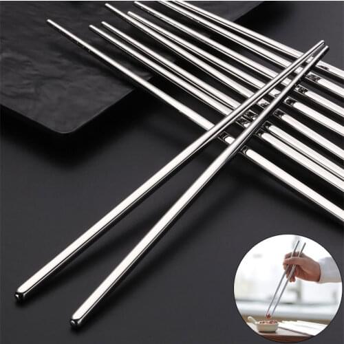 Stainless Steel Chopsticks Set Chinese Metal Non-slip Steel Chopstick Kit Portable Reusable Food Sushi Sticks Home Kitchen Tools