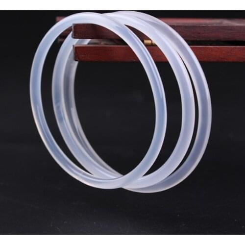 Natural White Chalcedony Hand-carved Thin Round Bracelet Fashion Boutique Jewelry Womens Agate Beauty Bracelet Gift Accessories