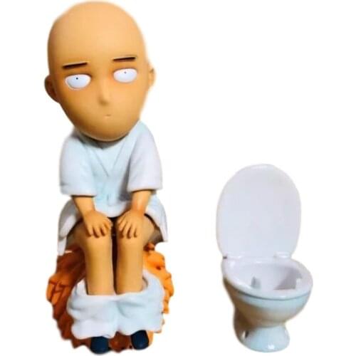 ONE PUNCH MAN GK Saitama Toilet Anime Action Figure Model Figma 15cm PVC Statue Collection Toy Desktop Decoration