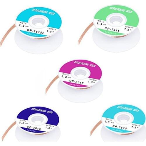 5pcs 2.0mm 1.5m Welding Wires Desoldering Braid Solder Remover Wick Wire Cable Repair Tool CP1515 CP2015 CP2515 CP3015 CP3515
