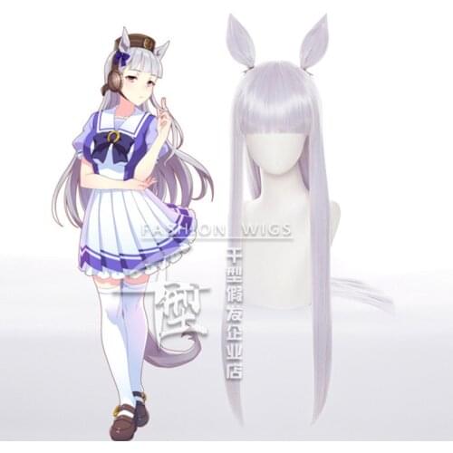 Umamusume Pretty Derby Gold Ship Wig With Ears Cosplay Costume Heat Resistant Synthetic Hair Women Long Wigs