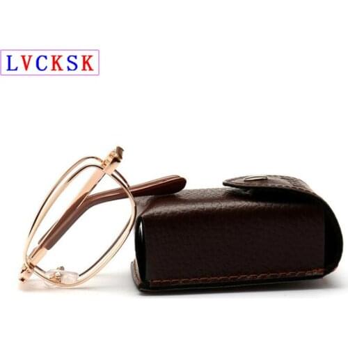 Resin Folding Reading Glasses With Case Women Men Portable Metal Presbyopic Eyeglasses magnifier +1.0~+4.0 Send Leather Box L3