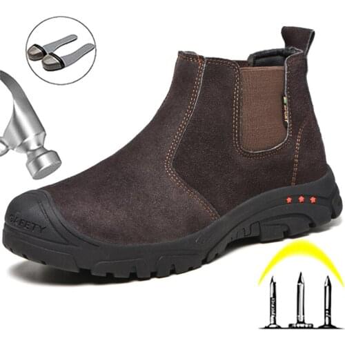 Construction Work Boots Anti-puncture Safety Boots Men Chelsea Boots Steel Toe Shoes Indestructible Footwear Safety Shoes Men