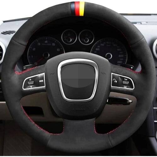 DIY Black Suede Car Steering Wheel Cover For Audi A3 8P Sportback A4 B8 Avant A5 8T A6 C6 A8 D3 Q5 8R Q7 4L S3 S4 S5 S6 S8 RS 4
