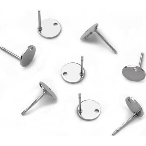 REGELIN 8/10/12mm Stainless Steel Earring Stud Ear Post Nails Flat Earring Pad Base Posts Diy Earring Jewelry Findings makings