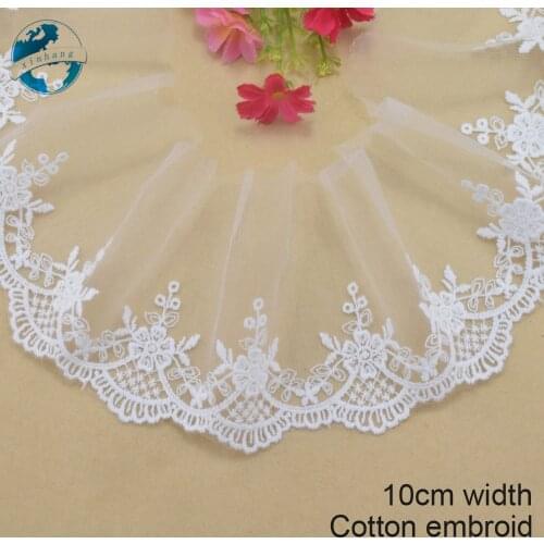 10cm width white lace cotton embroidery lace french lace ribbon fabric guipure diy trims warp knitting sewing Accessories#3027