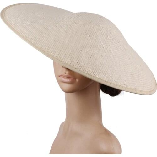 Chic 45CM Irregular Shaped Big Hat Wedding Beige Fascinator Base Hats for Women Church Occasion Derby Party Accessories 6Pcs/Lot
