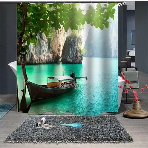 Modern Scenic Personalized Creative Home Shower Curtain Thickened Mould Proof Bathroom Curtain Polyester Waterproof Curtain