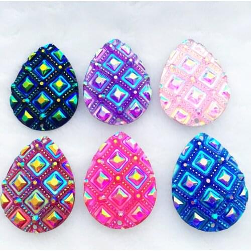 24PCS 29*38mm Resin Rhinestone Water Drop Flatback Strass Crystal Stones For Dress Crafts Decorations -B95