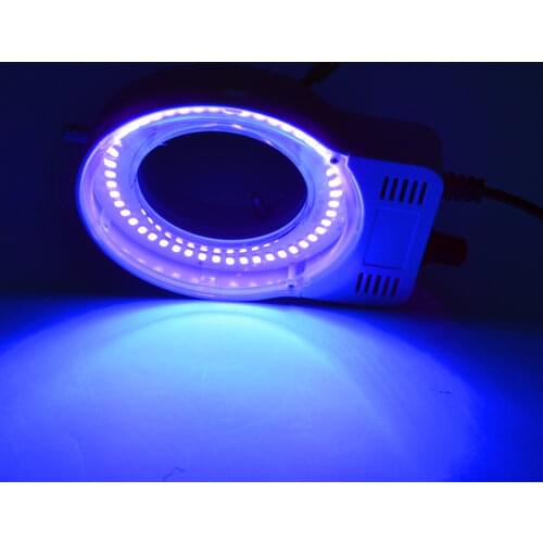 48 PCS USB LED Microscope UV Ring Lamp 65mm Inner Diameter Adjustable Purple Color Light for Microscope Illumination