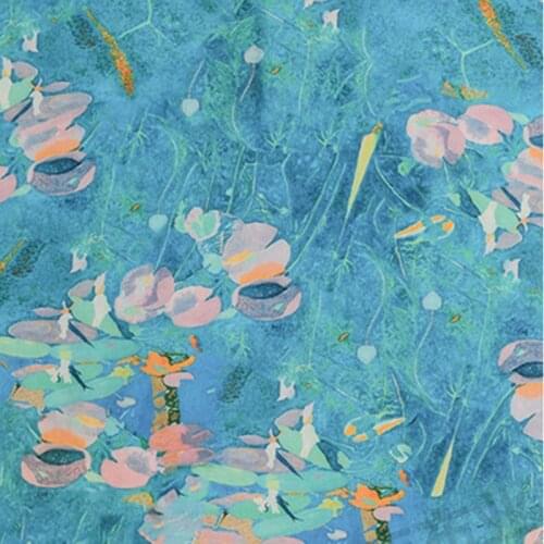 High quality pure ramie fabric New Pink orange flower print fabrics Summer thin style dress robe cheongsam tissu