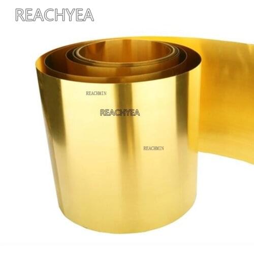 Thickness 0.1mm width 20-100mm 1Meter/ROLL Thin Brass Strip Brass Sheet gold film Brass Foil Brass plate H62