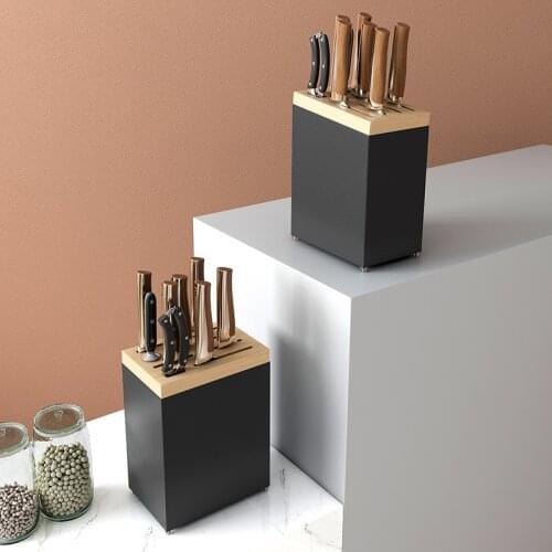 Thicken Stainless Steel Kitchen Knife Holder Black Bar Restaurant Chef Knife Rack Desktop Santoku Slicing Knife Stand Organizer