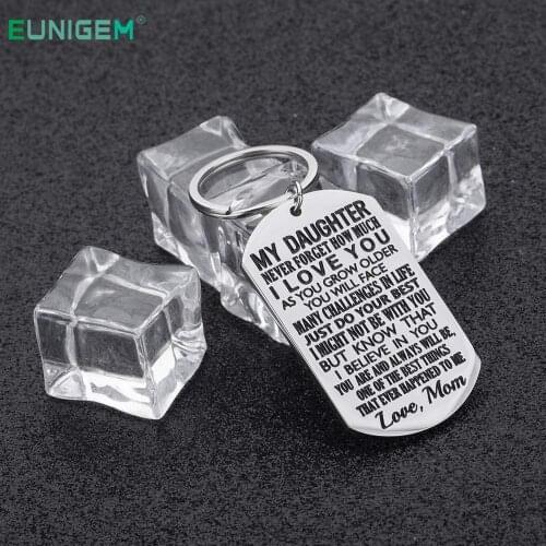 Inspirational Keychain Gift for Teen Girl Women To Daughter From Mom Mather Stepmom-Never Forget How Much I Love You Keyring