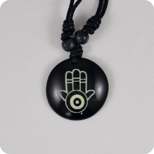 Khamsah Hand of Fatima Hand of Miryam Vintage Resin Pendant Necklace Womens Amulet Fashion jewelry