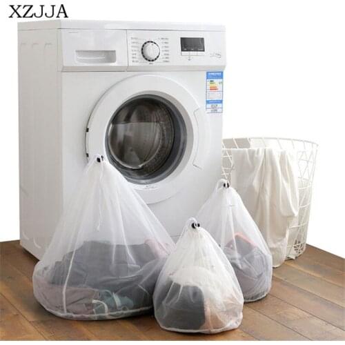 XZJJA Drawstring Thick Fine Mesh Laundry Bag Underwear Classification Cleaning Washing Machines Clothes Organizer Protect Sack