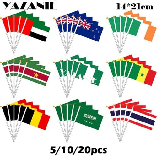 YAZANIE 14*21cm 5/10/20pcs United Arab Emirates New Zealand Suriname Nigeria Senegal Belgium Saudi Arabia Thailand Hand Flag