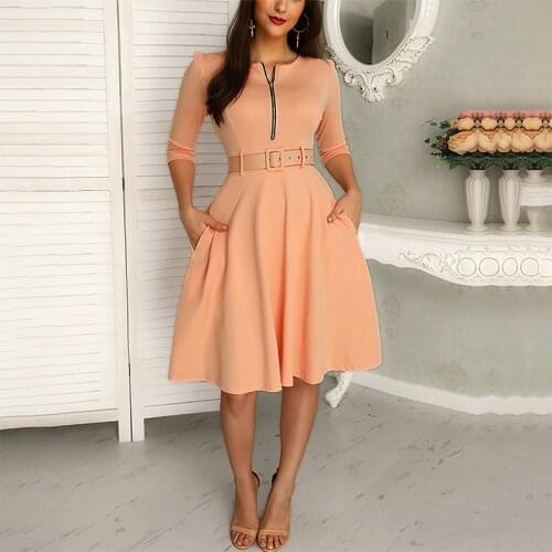 Women Sexy Zipper Pocket Design Casual Tight High Waist Dress Ladies Slim Fit Pink Party Robes Solid Office Vestidos frocks